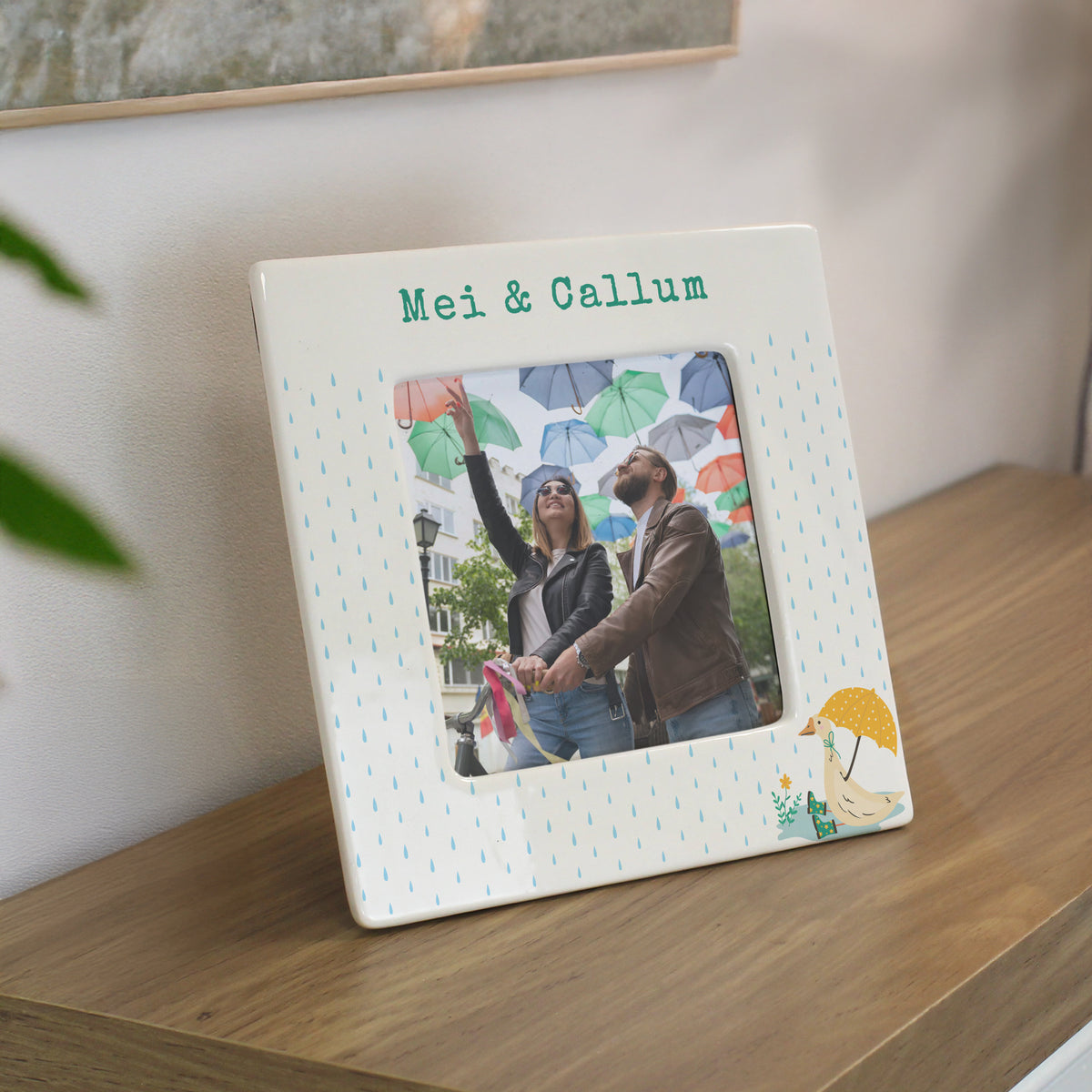 Personalised Puddle Duck Ceramic 4x4 Frame for New Baby