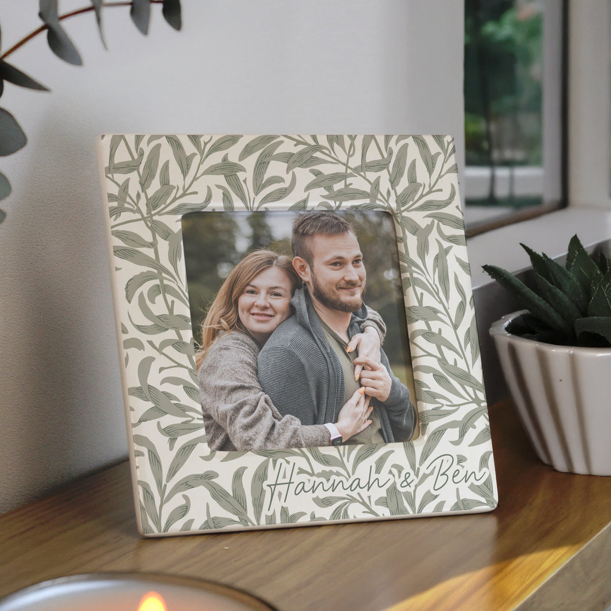 Personalised Leaf Print Ceramic 4x4 Frame | Photo Frames, Albums and Guestbooks | Inspired Creative Gifts