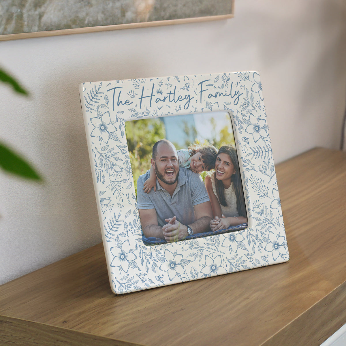 Personalised Blue Floral Ceramic 4x4 Frame | Photo Frames, Albums and Guestbooks