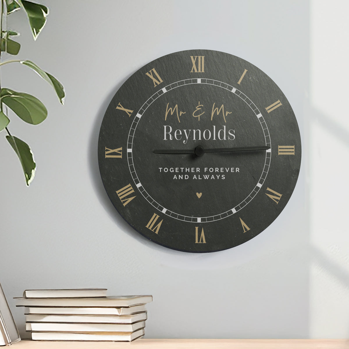 Personalised Black & Gold Slate Clock | Clocks & Watches | Wedding Gift