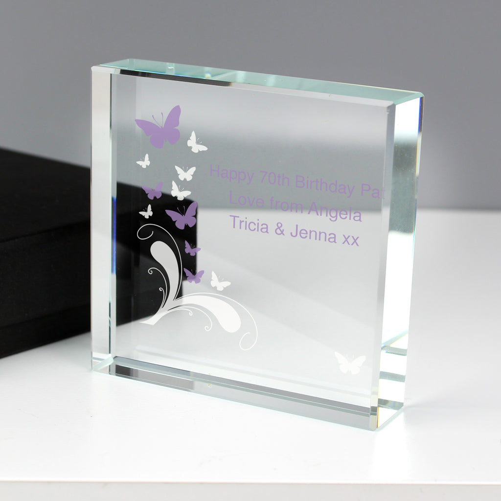 Personalised Butterflies Crystal Token | Ornaments