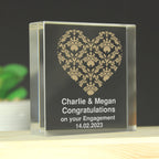Personalised Gold Damask Heart Crystal Token | Ornaments
