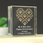 Personalised Gold Damask Heart Crystal Token | Ornaments