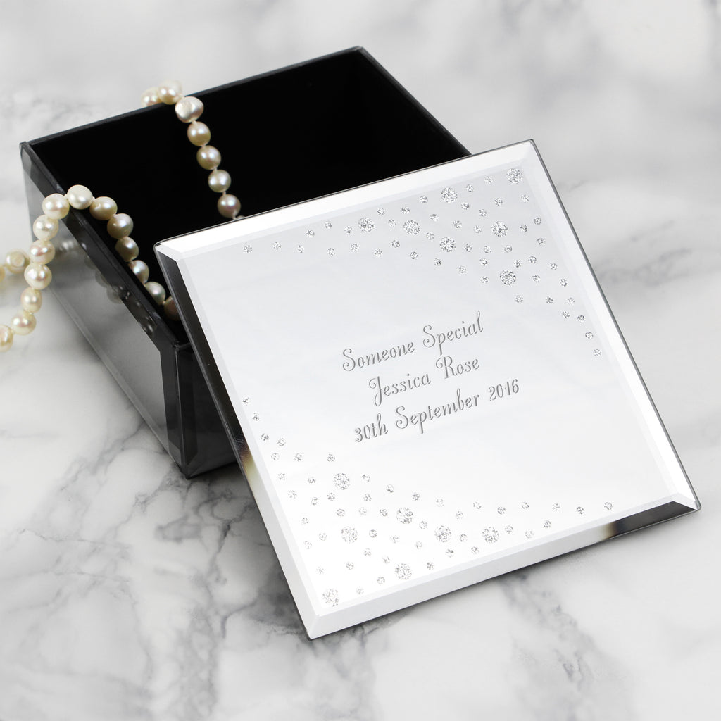 Personalised Any Message Diamante Glass Trinket Box | Trinket, Jewellery & Keepsake Boxes | Christmas Gift