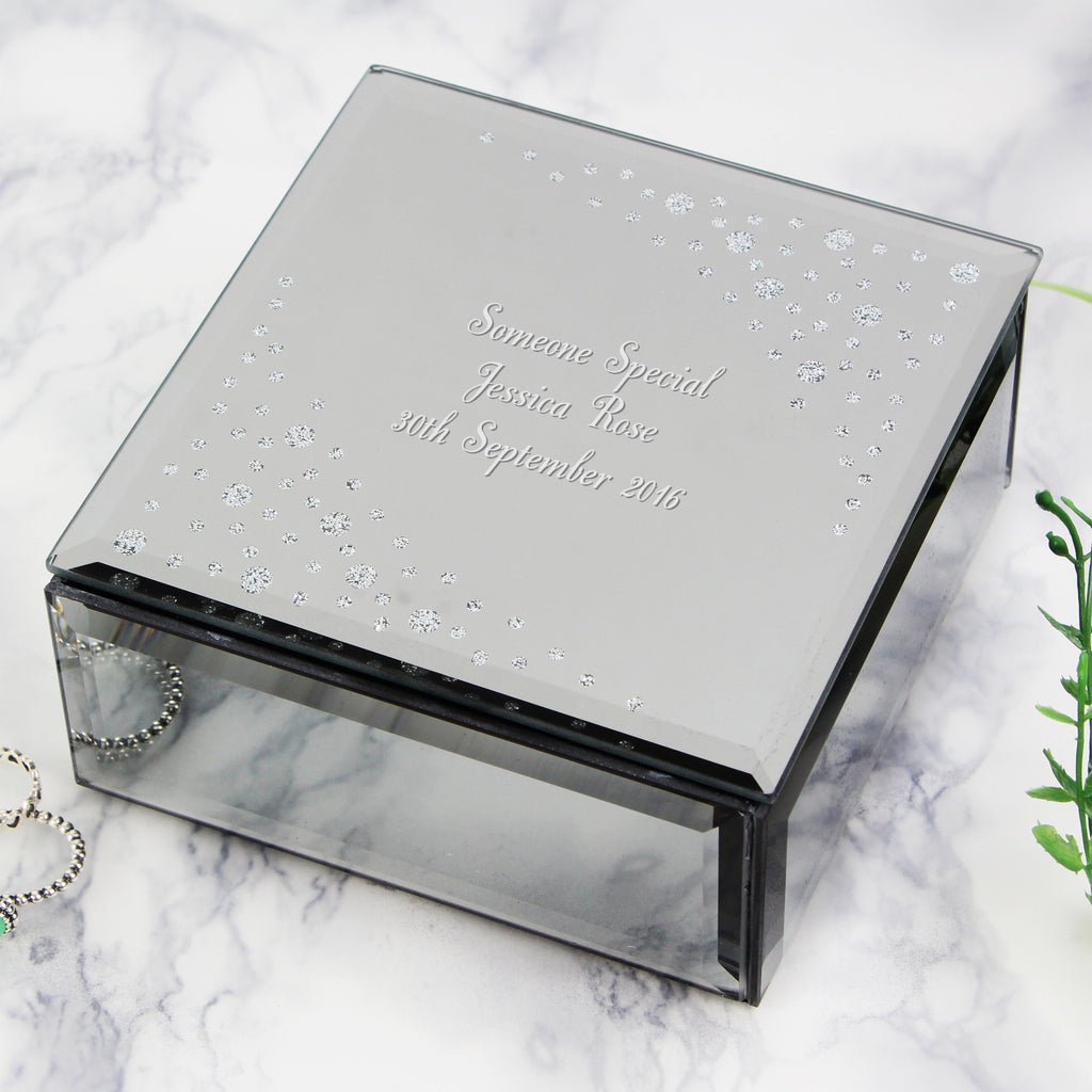 Personalised Any Message Diamante Glass Trinket Box | Trinket, Jewellery & Keepsake Boxes | Christmas Gift
