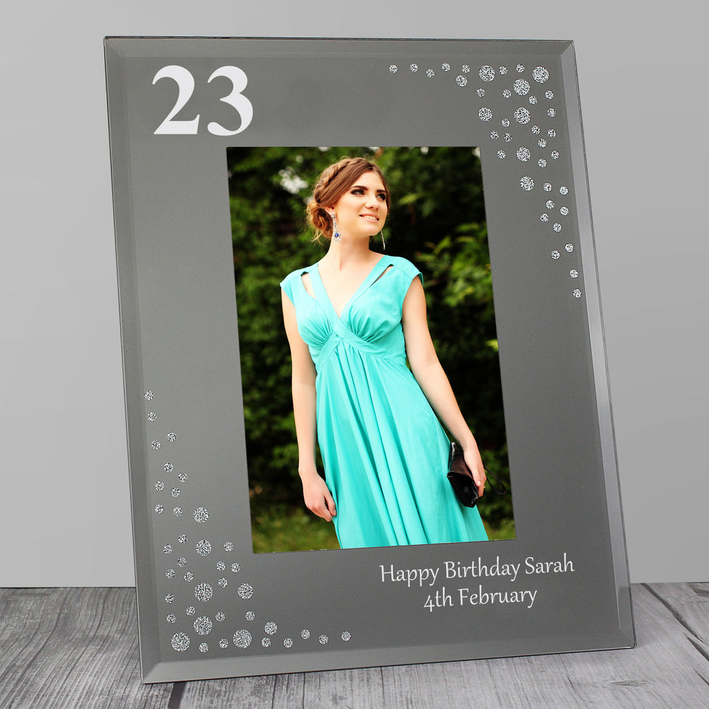 Personalised Big Age 6x4 Diamante Glass Photo Frame | Photo Frames, Albums and Guestbooks