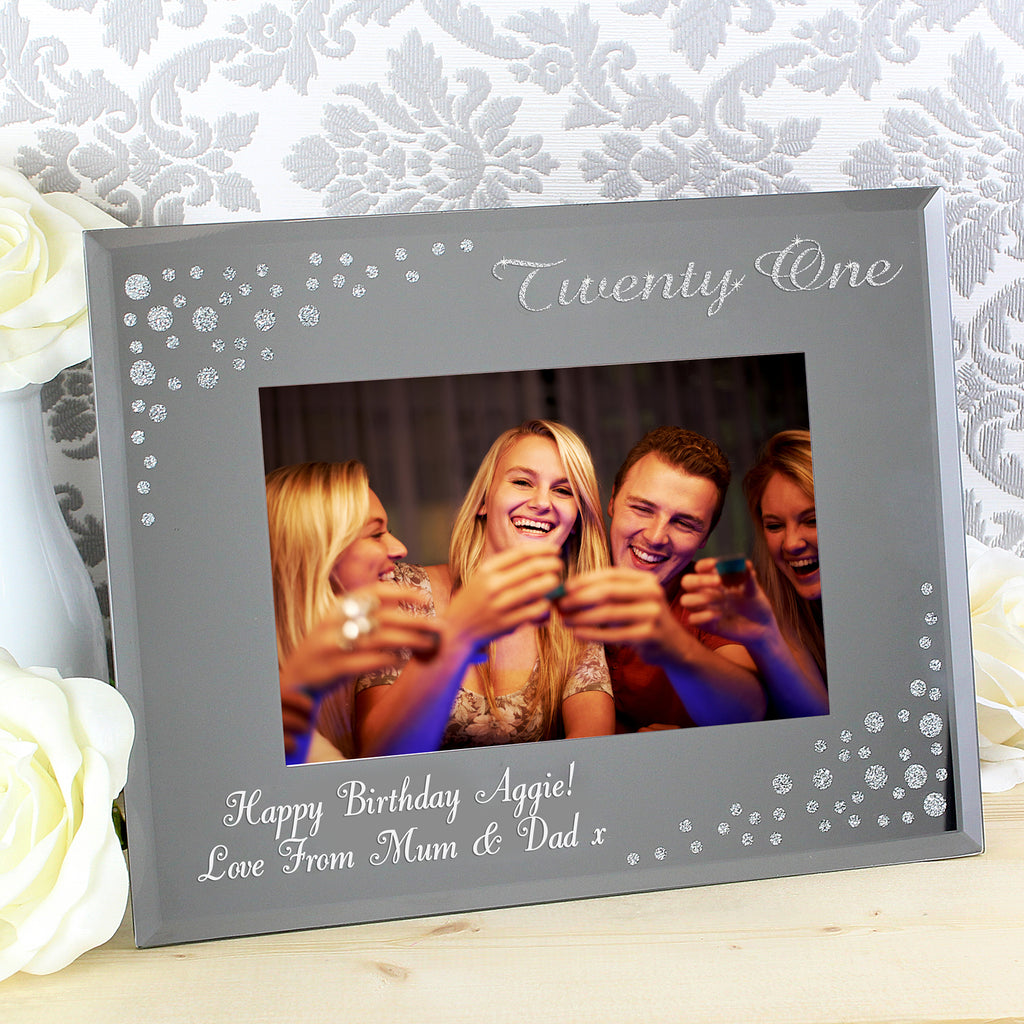 Personalised Twenty One Diamante 6x4 Glass Photo Frame | Photo Frames, Albums and Guestbooks