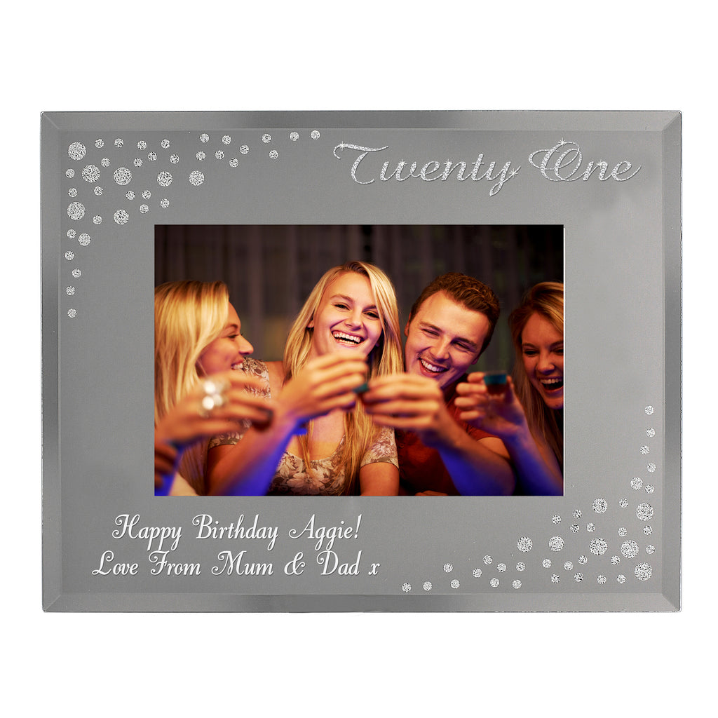 Personalised Twenty One Diamante 6x4 Glass Photo Frame | Photo Frames, Albums and Guestbooks