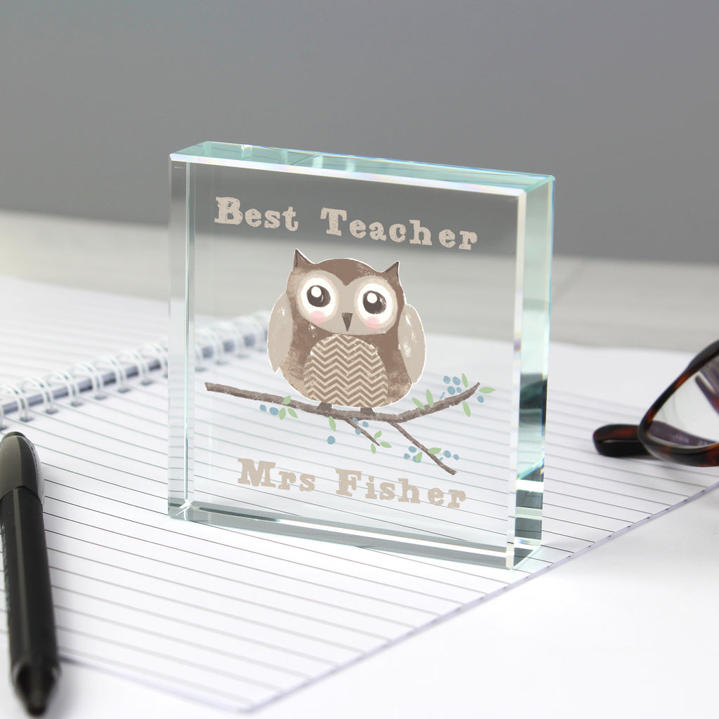 Personalised Woodland Owl Crystal Token | Ornaments | Christmas Gift