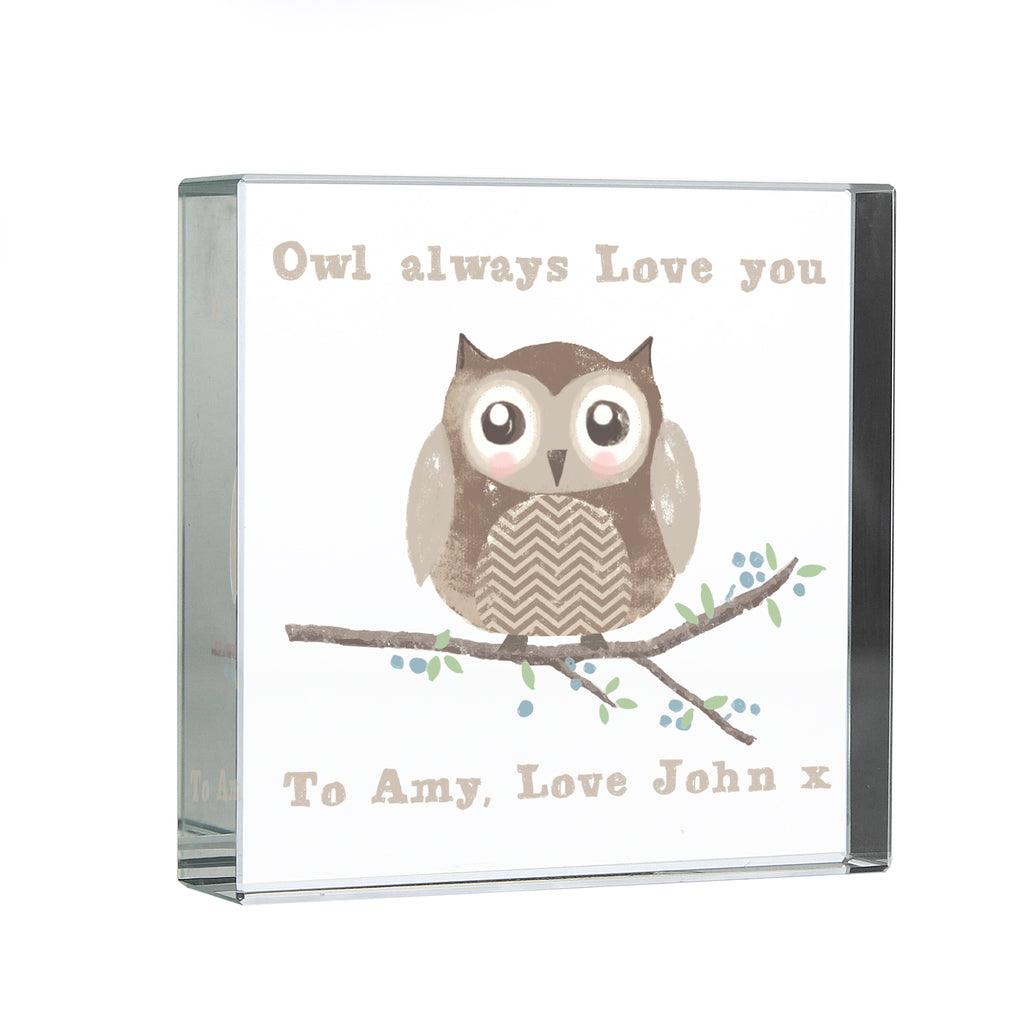 Personalised Woodland Owl Crystal Token | Ornaments | Christmas Gift