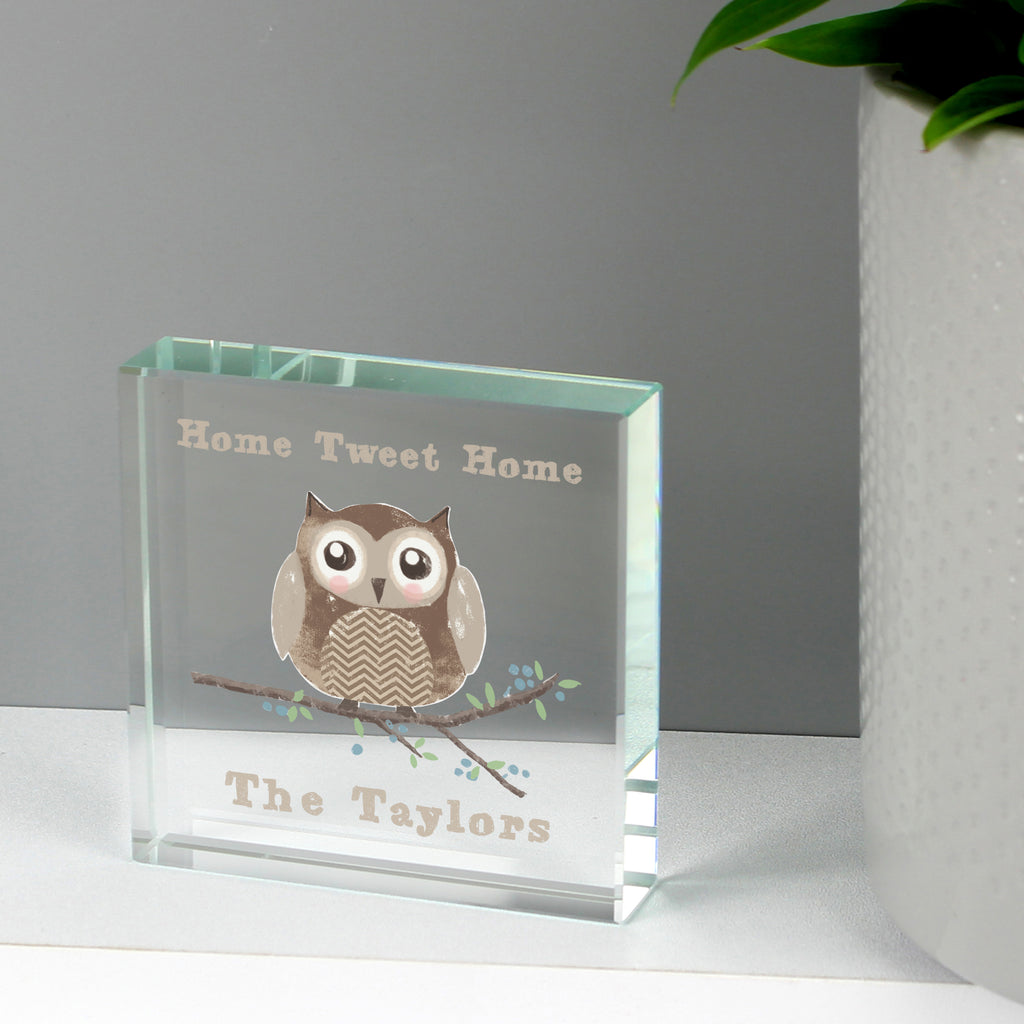 Personalised Woodland Owl Crystal Token | Ornaments | Christmas Gift