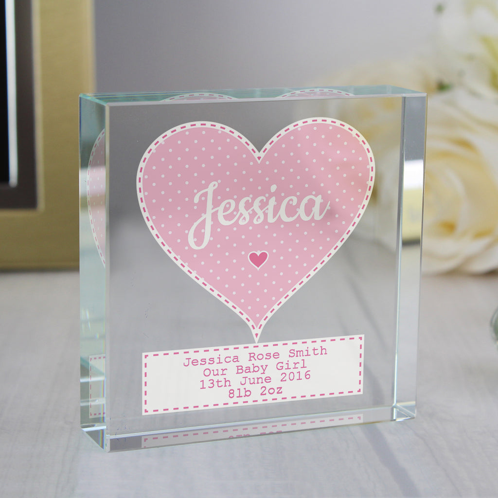 Personalised Stitch & Dot Baby Girl Crystal Token | Ornaments | Inspired Creative Gifts