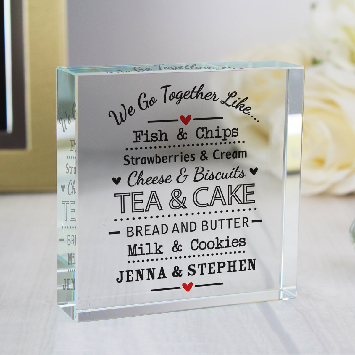 Personalised We Go Together Like... Crystal Token | Ornaments