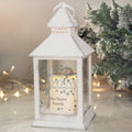 Personalised Silver Reindeer White Lantern for Christmas