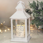 Personalised Silver Reindeer White Lantern for Christmas