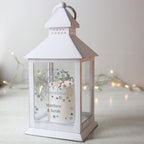 Personalised Silver Reindeer White Lantern for Christmas
