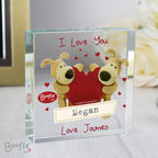 Personalised Boofle Shared Heart Crystal Token | Wedding Gift