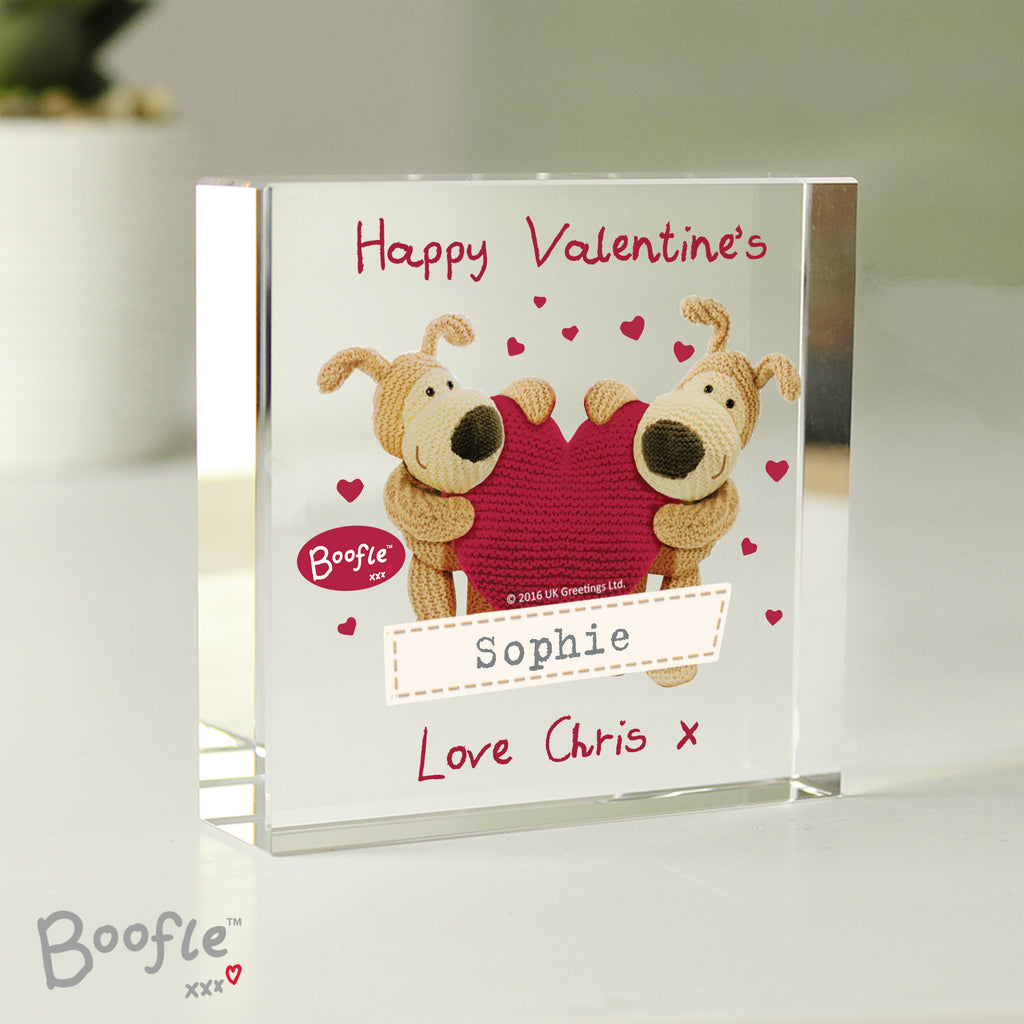 Personalised Boofle Shared Heart Crystal Token | Wedding Gift
