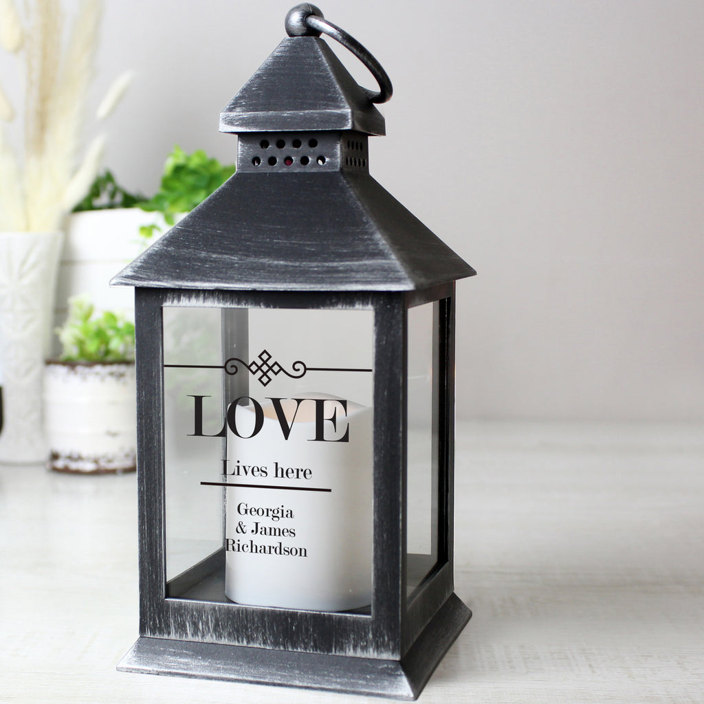 Personalised Elegant Diamond Rustic Black Lantern for Mother's Day