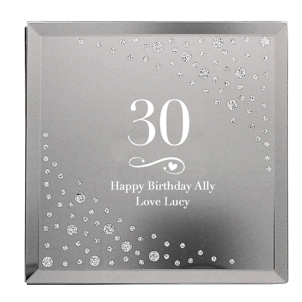 Personalised Big Age Swirls & Hearts Diamante Glass Trinket Box | Trinket, Jewellery & Keepsake Boxes | Inspired Creative Gifts