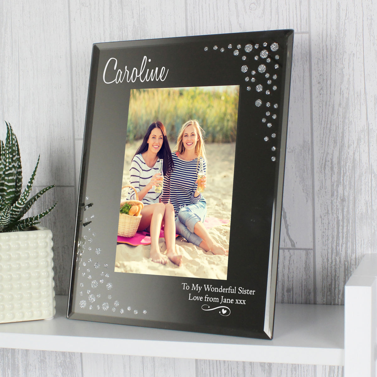 Personalised Swirls & Hearts Diamante 6x4 Glass Photo Frame | Photo Frames, Albums and Guestbooks | Mother's Day Gift