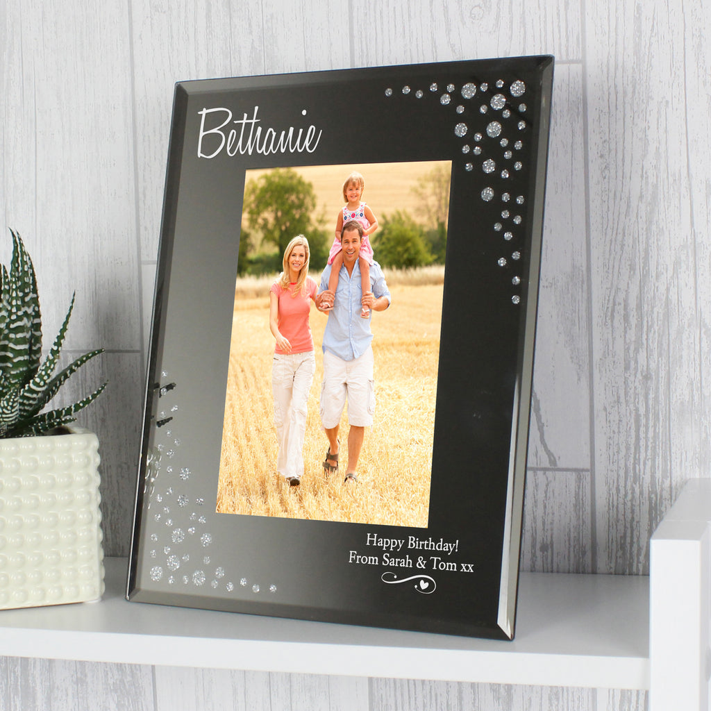 Personalised Swirls & Hearts Diamante 6x4 Glass Photo Frame | Photo Frames, Albums and Guestbooks | Mother's Day Gift