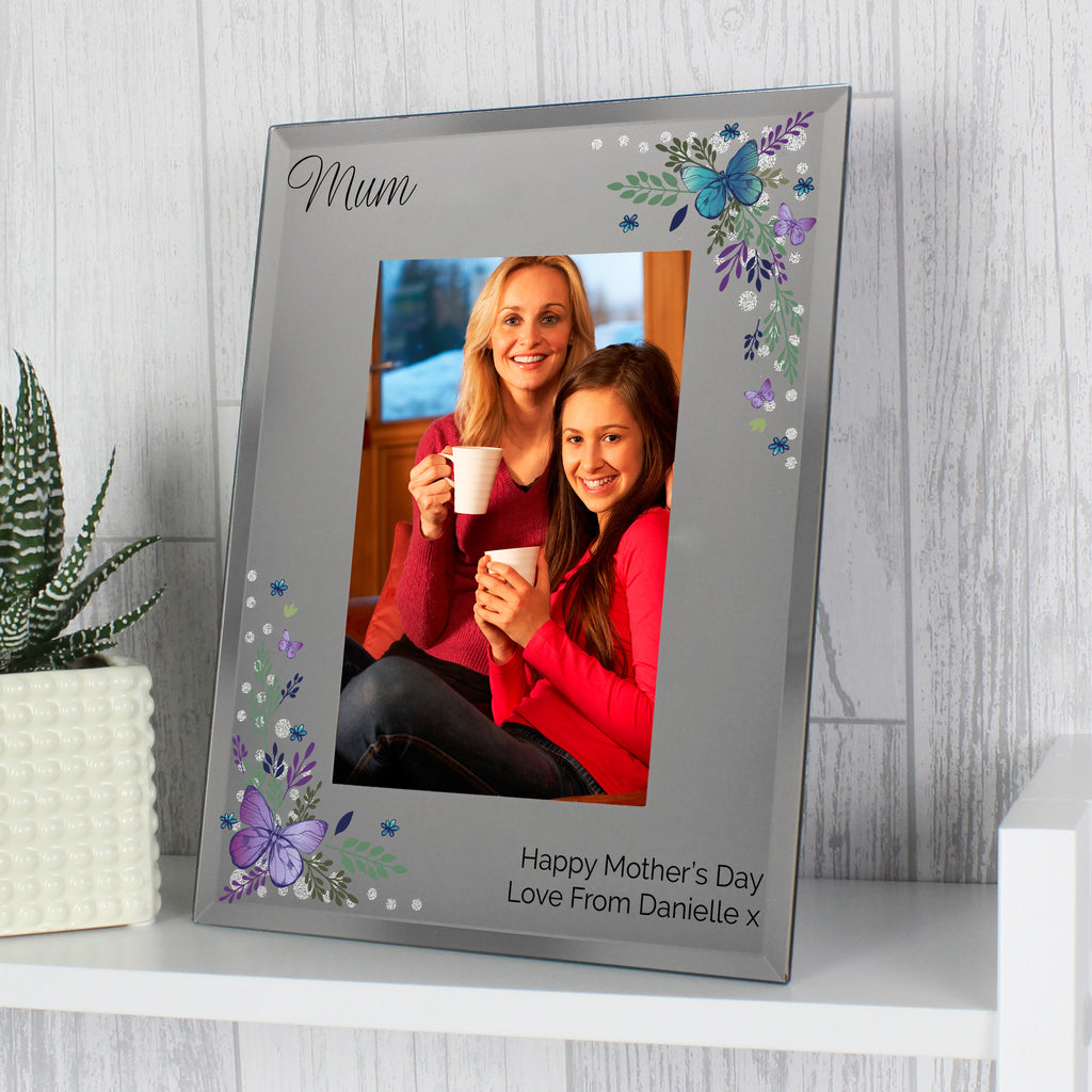 Personalised Butterfly 6x4 Diamante Glass Photo Frame | Photo Frames, Albums and Guestbooks | Mother's Day Gift