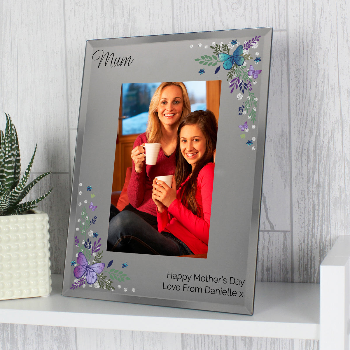Personalised Butterfly 6x4 Diamante Glass Photo Frame | Photo Frames, Albums and Guestbooks | Mother's Day Gift