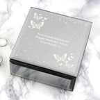 Personalised White Butterfly Diamante Glass Trinket Box for Christmas
