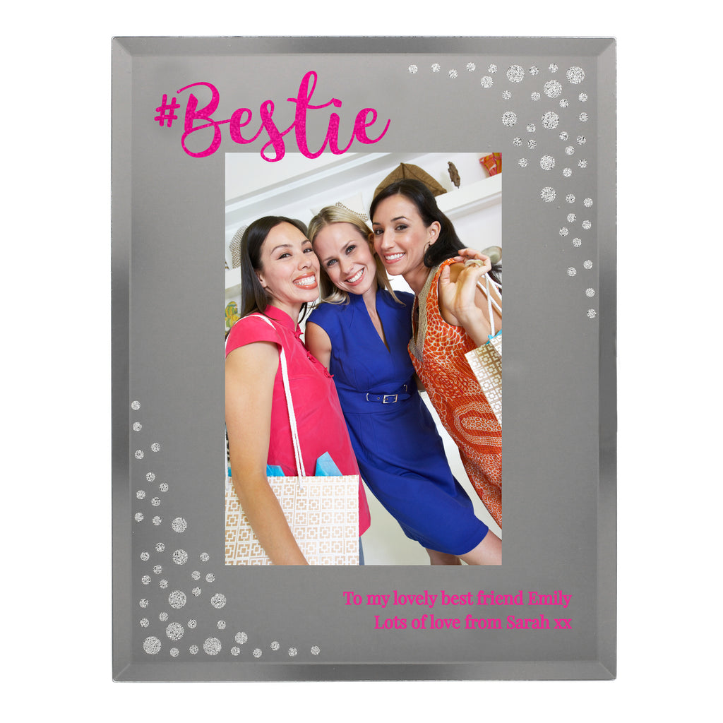 Personalised Bestie 6x4 Diamante Glass Photo Frame for Birthday