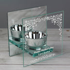 Personalised Diamante Effect Mirrored Glass Tea Light Candle Holder | Candles & Reed Diffusers