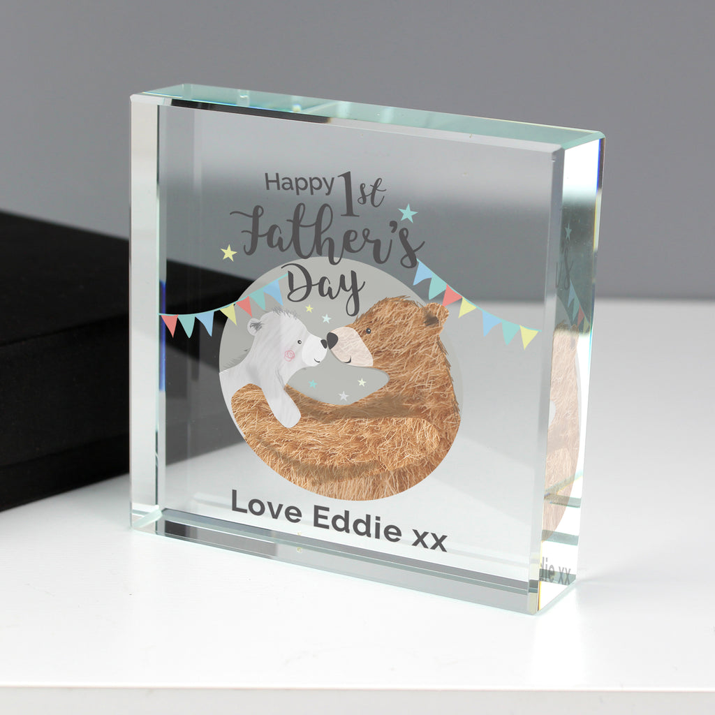 Personalised 1st Father's Day Daddy Bear Crystal Token | Ornaments