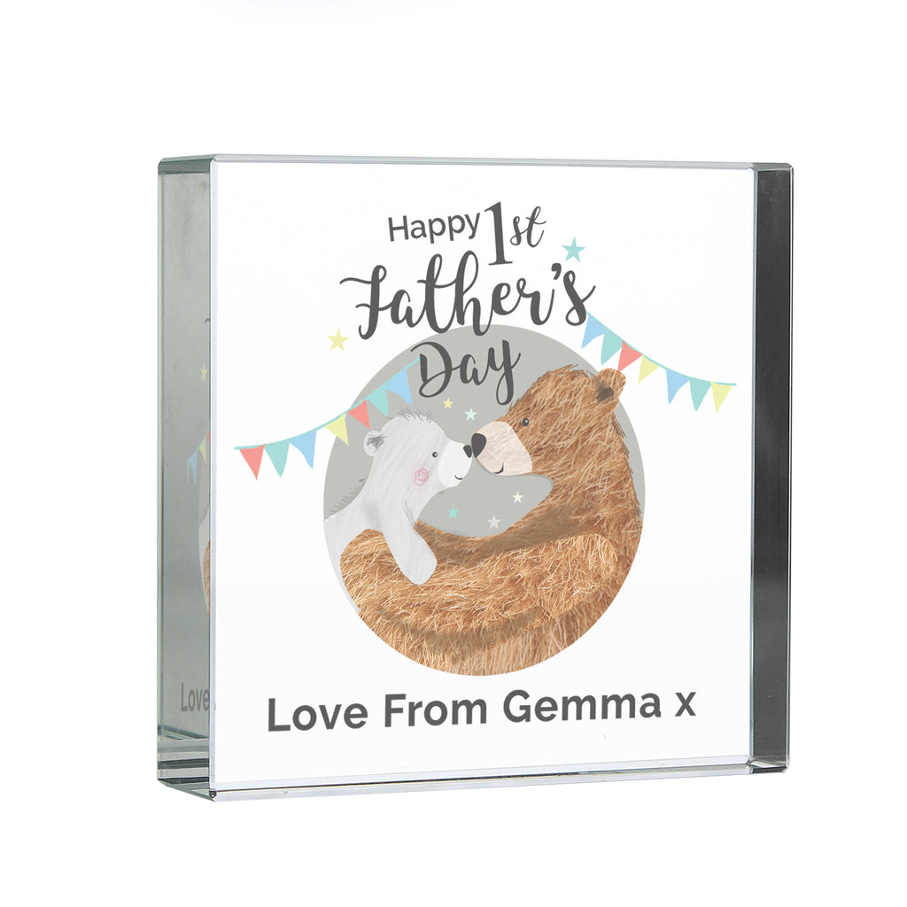 Personalised 1st Father's Day Daddy Bear Crystal Token | Ornaments