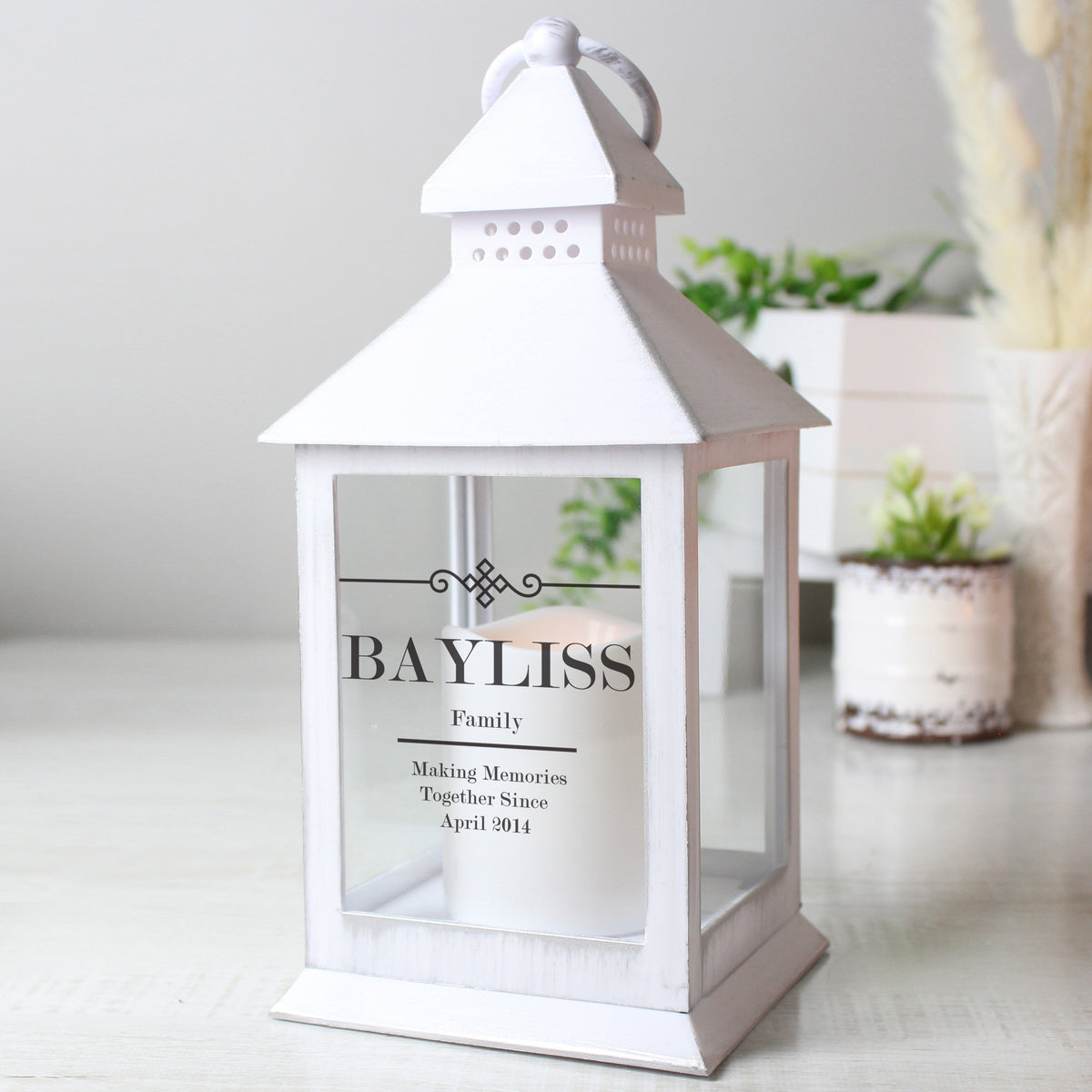 Personalised Elegant Diamond White Lantern | Mother's Day Gift