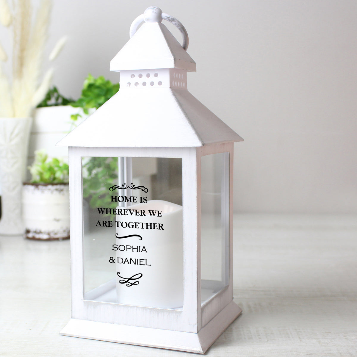 Personalised Antique Scroll White Lantern | Mother's Day Gift