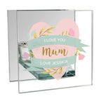 Personalised Floral Heart Mothers Day Mirrored Glass Tea Light Holder | Gift for Her