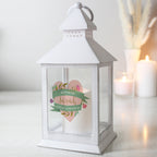 Personalised Floral Heart Mothers Day White Lantern for Mother's Day