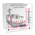 Personalised Mum Mirrored Glass Tea Light Holder for Mother's Day