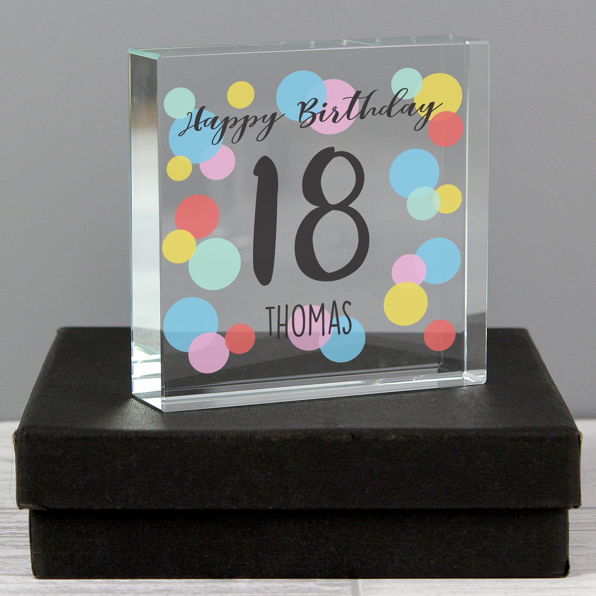 Personalised Birthday Colour Confetti Crystal Token | Ornaments | Inspired Creative Gifts