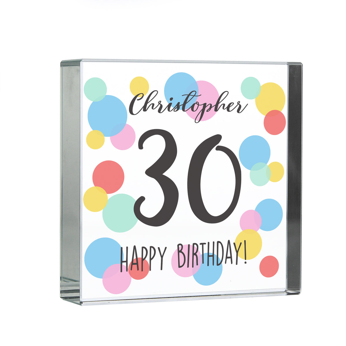 Personalised Birthday Colour Confetti Crystal Token | Ornaments | Inspired Creative Gifts
