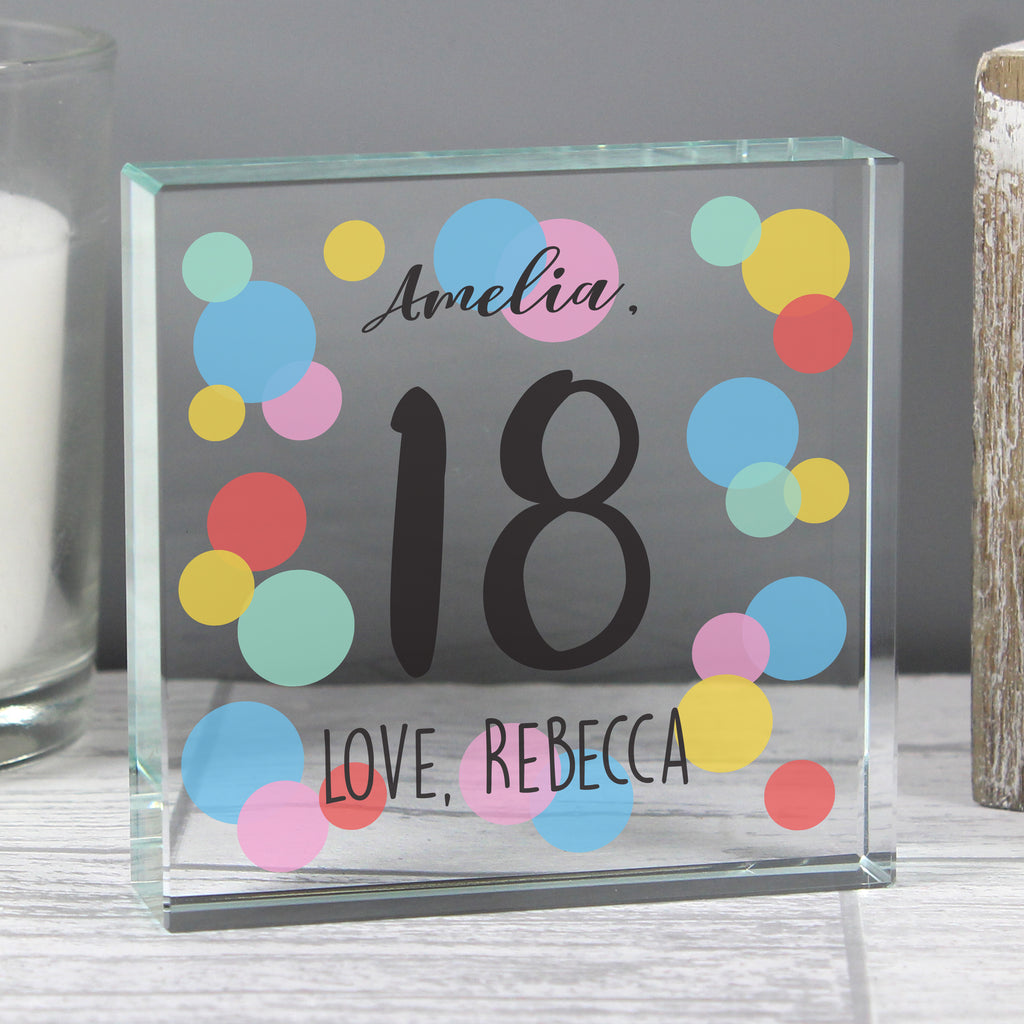 Personalised Birthday Colour Confetti Crystal Token | Ornaments | Inspired Creative Gifts