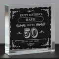Personalised Birthday Vintage Typography Crystal Token | Ornaments