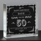 Personalised Birthday Vintage Typography Crystal Token | Ornaments