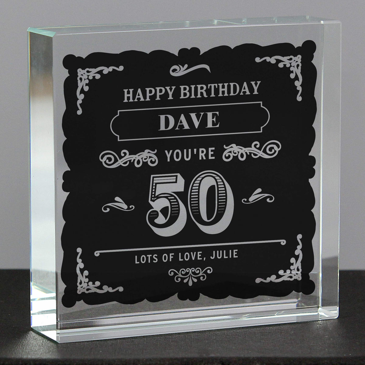Personalised Birthday Vintage Typography Crystal Token | Ornaments