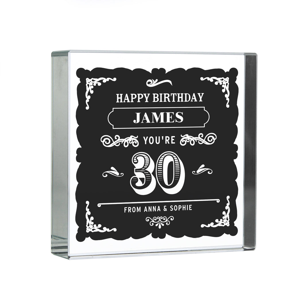 Personalised Birthday Vintage Typography Crystal Token | Ornaments