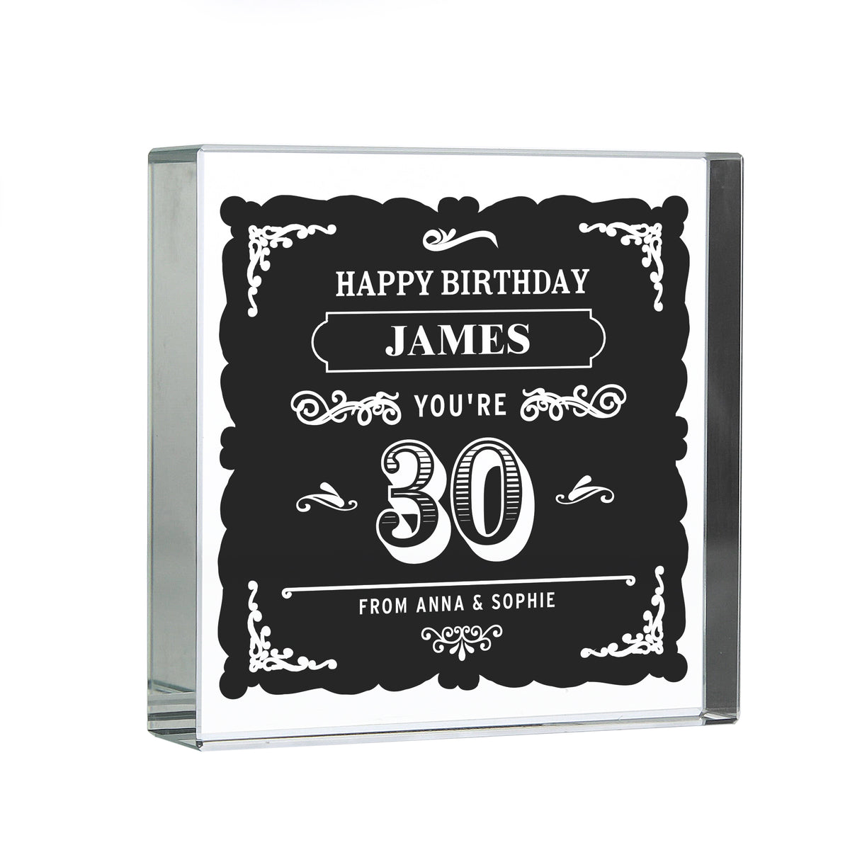Personalised Birthday Vintage Typography Crystal Token | Ornaments