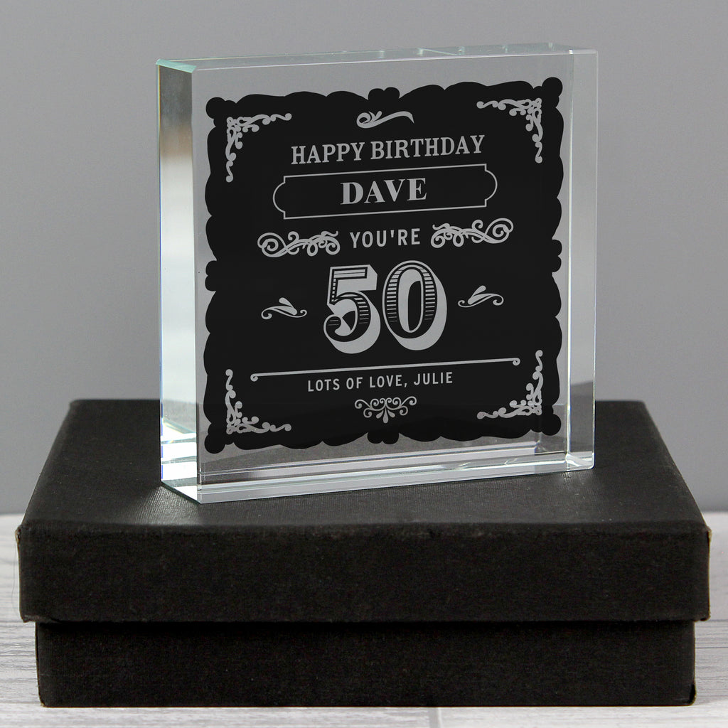 Personalised Birthday Vintage Typography Crystal Token | Ornaments