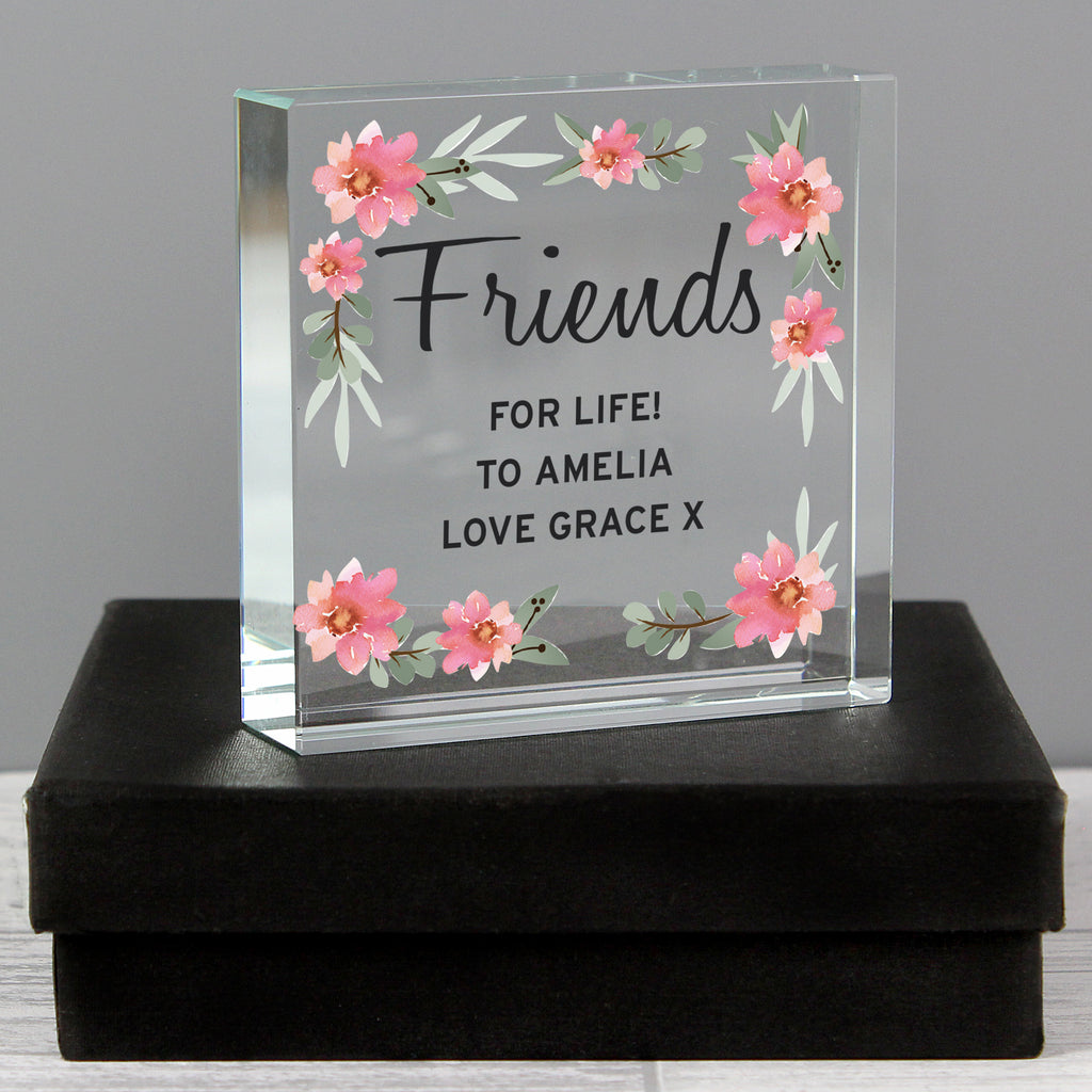 Personalised Floral Sentimental Crystal Token | Wedding Gift