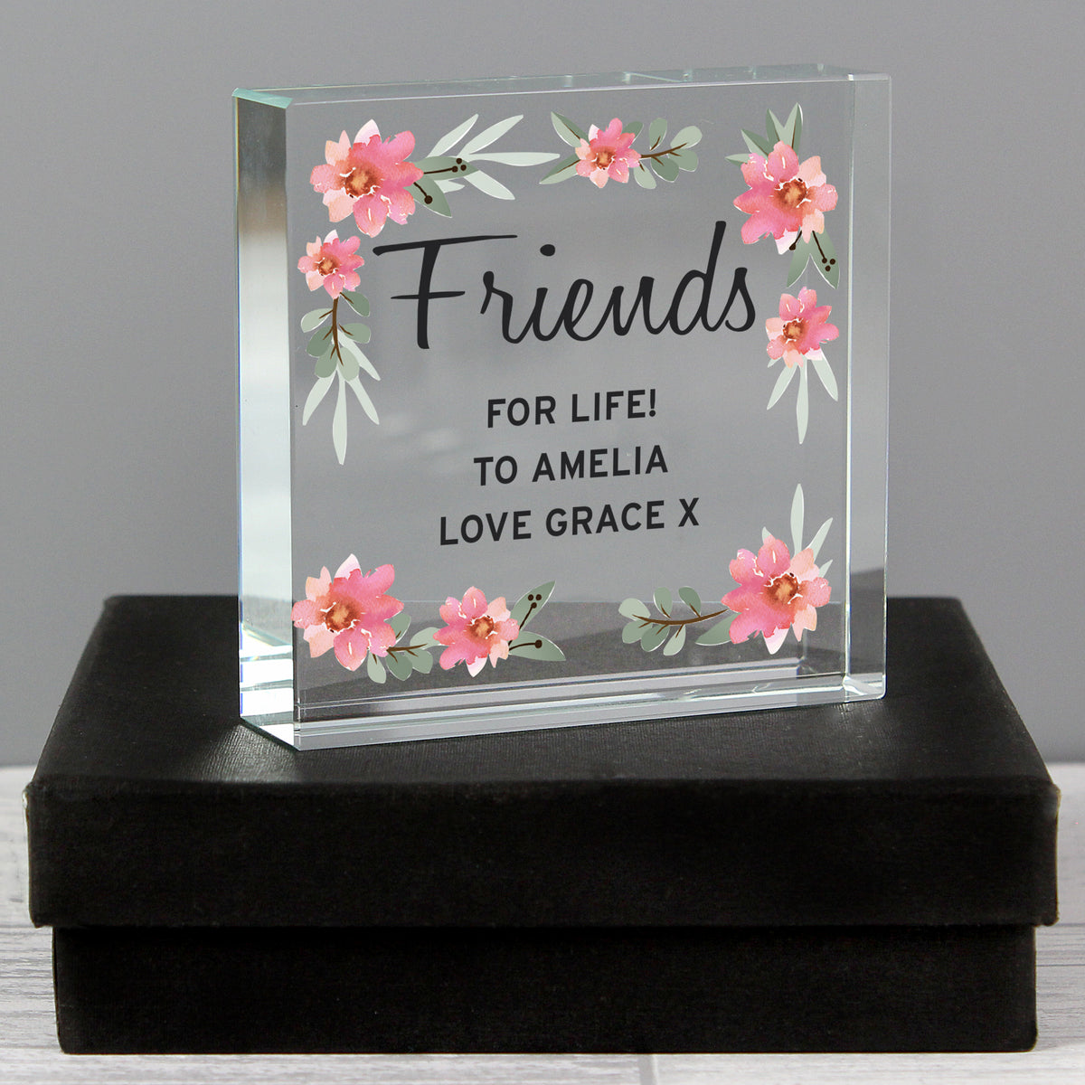 Personalised Floral Sentimental Crystal Token | Wedding Gift