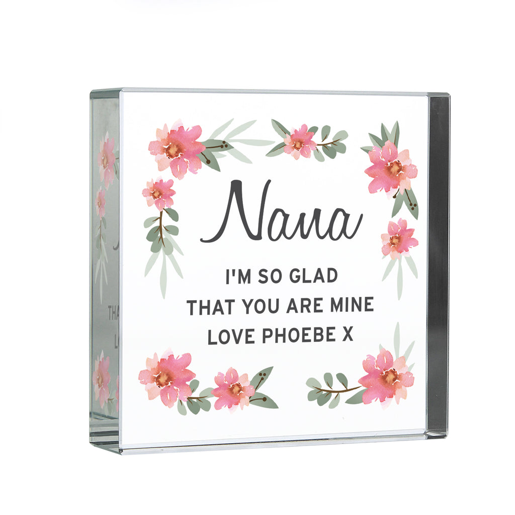 Personalised Floral Sentimental Crystal Token | Wedding Gift
